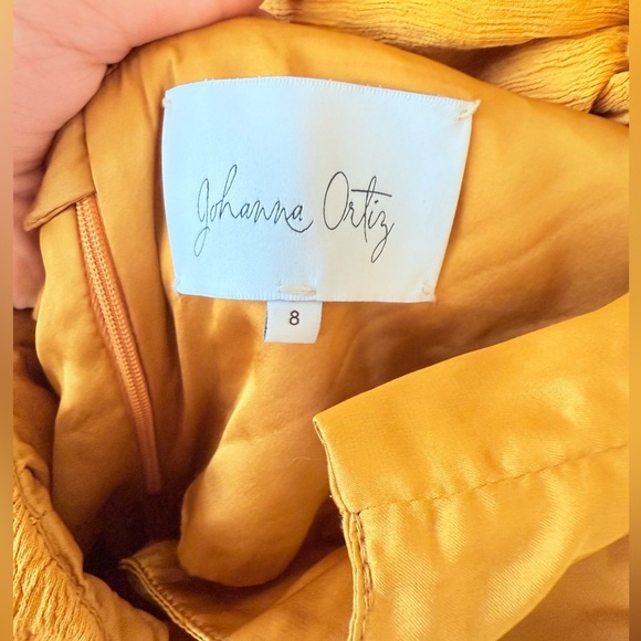 Johanna Ortiz Marigold Yellow Luna Miel Convertible Textured Crepe Midi Dress 8 - Picture 7 of 11